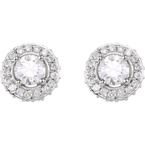 Genuine 14 Karat White Gold 0.75 Carat Diamond Earrings.