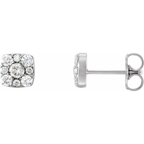 Buy 14 Karat White Gold 0.50 Carat Diamond Cluster Earrings.