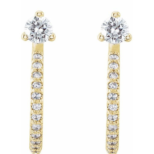 White Diamond Earrings in 14 Karat Yellow Gold 0.33 Carat Diamond Hoop Earrings