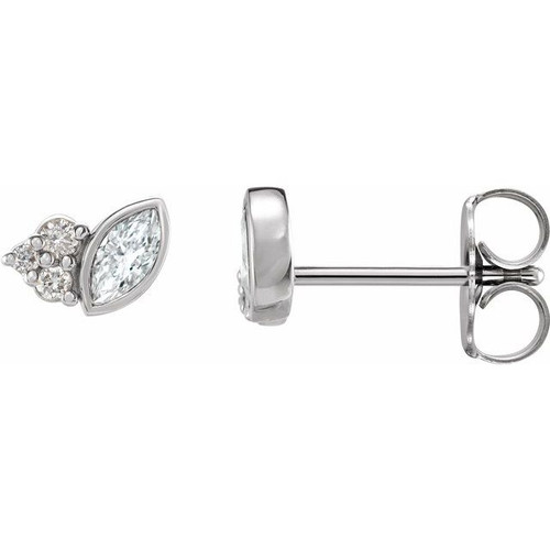 White Diamond Earrings in 14 Karat White Gold 1/5 Carat Diamond Earrings.