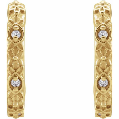 Diamond Earrings in 0.05 Carat .01 Carat Diamond Vintage-Inspired Hoop Earrings