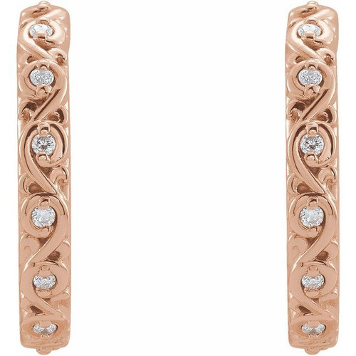 Diamond Earrings in 0.06 Carat .06 Carat Diamond Sculptural Hoop Earrings..