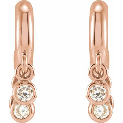 14K Rose 0.20 Carat Natural Diamond Fringe Hoop Earrings