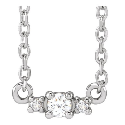 Sterling Silver Natural Diamond Necklace 0.04 CTW, 18 Inch - $214