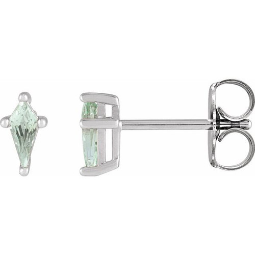 14 Karat White Gold Lab Grown Green Sapphire Earrings