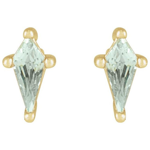 14K Yellow Lab-Grown Green Sapphire Earrings