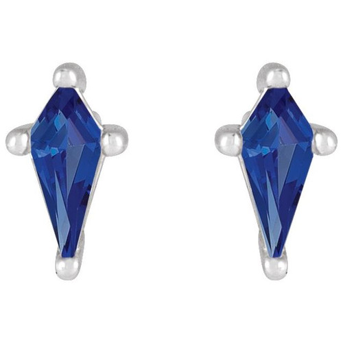 Sterling Silver Lab-Grown Blue Sapphire Earrings