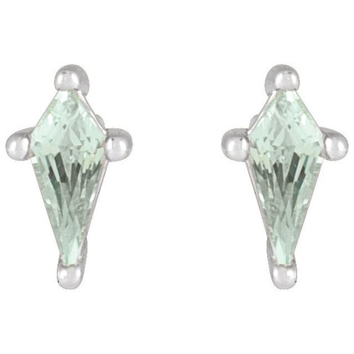 Platinum Lab-Grown Green Sapphire Earrings