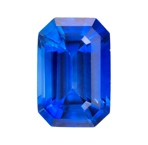 Faceted Gem - 1.58 carat Blue Sapphire - Emerald Cut - 7.5 x 5.1 mm