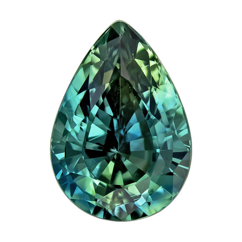 Faceted Gem - 1.82 carat - Blue Green Sapphire - Pear Cut - 8.3 x 5.8 mm