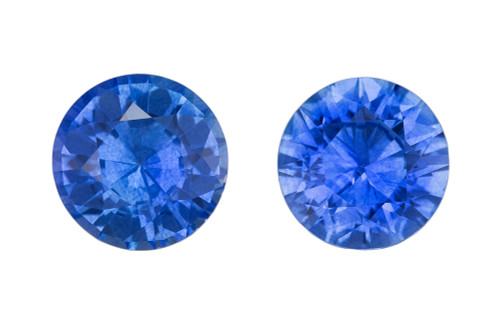 Matched Pair Blue Sapphire - Round Cut - 1.99 carats - 6mm