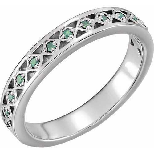  Emerald Ring in Sterling Silver Emerald Stackable Ring  .