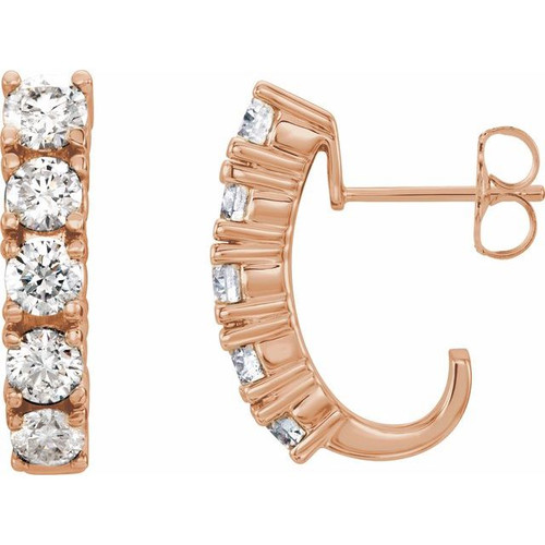 14K Rose 1 1/2 CTW Lab-Grown Diamond Hoop Earrings