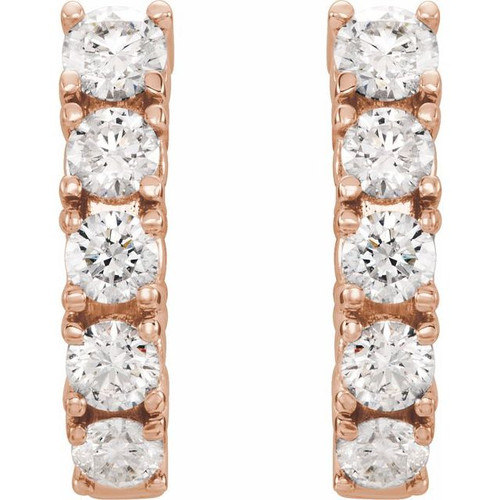 14K Rose 1 1/2 CTW Lab-Grown Diamond Hoop Earrings