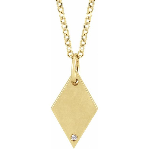 14 Karat Yellow Gold Natural Diamond Rhombus Necklace 0.005 CT, 16-18 Inch - $768