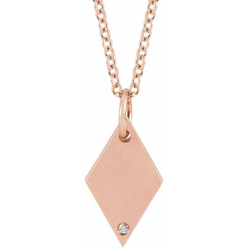 14 Karat Rose Gold Natural Diamond Rhombus Necklace 0.005 CT, 16-18 Inch - $804