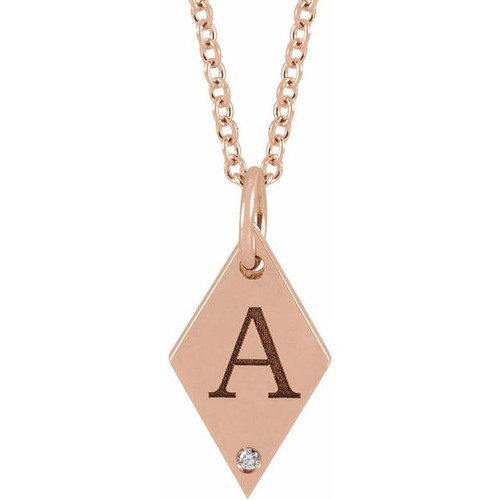 14 Karat Rose Gold Natural Diamond Rhombus Necklace 0.005 CT, 16-18 Inch - $804