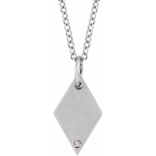 Platinum Natural Diamond Rhombus Necklace 0.005 CT, 16-18 Inch - $1,466