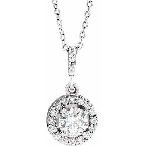 14 Karat White Gold Lab Grown Diamond Round Cut Necklace 1/2 CTW, 18 Inch, 4.2mm - $1,175