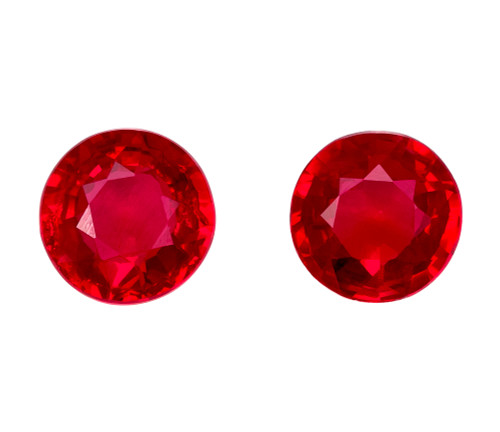 1.21 Carat Pair of Rubies Ruby Round 5.1 mm