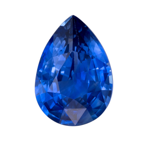 1.31 Carat Pretty Loose Royal Blue Sapphire Pendant Stone, Pear Shape, 8.3 x 5.8 mm