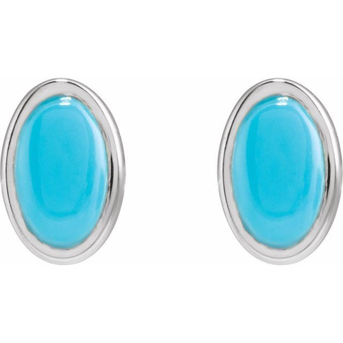 14 Karat White Gold Natural Turquoise Earrings
