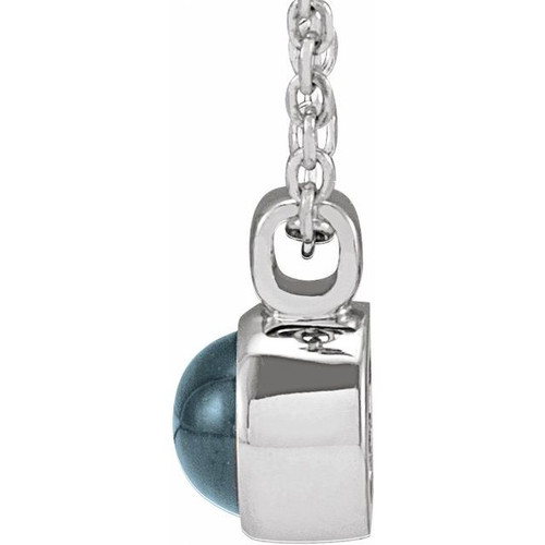 14K White Natural London Blue Topaz Bezel-Set 16-18" Necklace