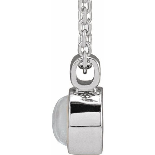 Platinum Natural Rainbow Moonstone Bezel-Set 16-18" Necklace