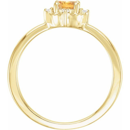 14K Yellow Natural Citrine & .04 CTW Natural Diamond Halo-Style Ring