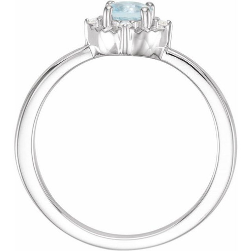 14K White Natural Sky Blue Topaz & .04 CTW Natural Diamond Halo-Style Ring