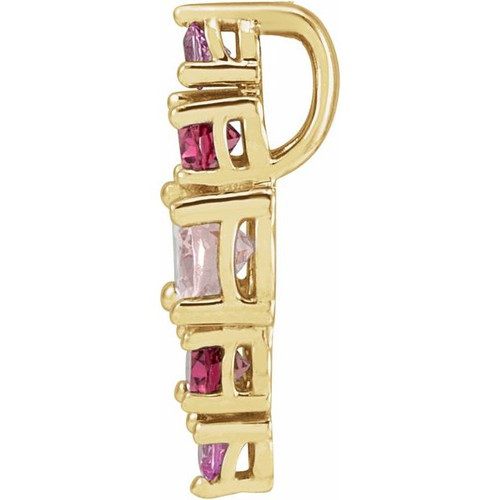 14 Karat Yellow Gold Natural Pink Multi-Gemstone Bar Pendant | $958