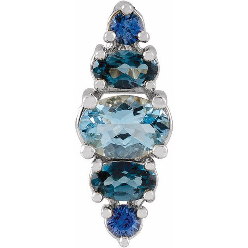 14 Karat White Gold Natural Blue Multi-Gemstone Bar Pendant | $922