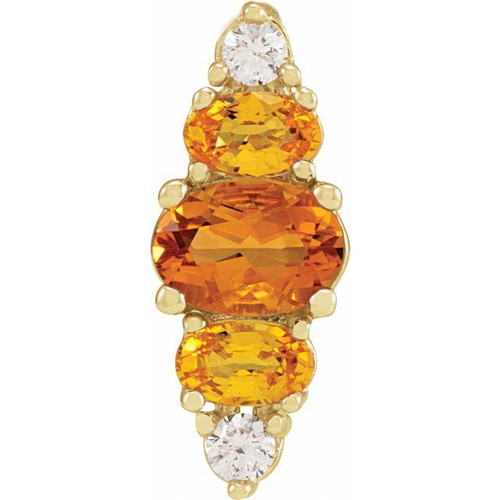 14 Karat Yellow Gold Natural Yellow Multi-Gemstone Bar Pendant | $978