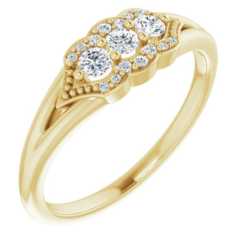 14K Yellow 1/5 CTW Natural Diamond Three-Stone Band 
