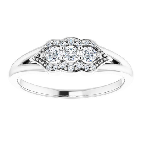 14K White 1/5 CTW Natural Diamond Three-Stone Band 