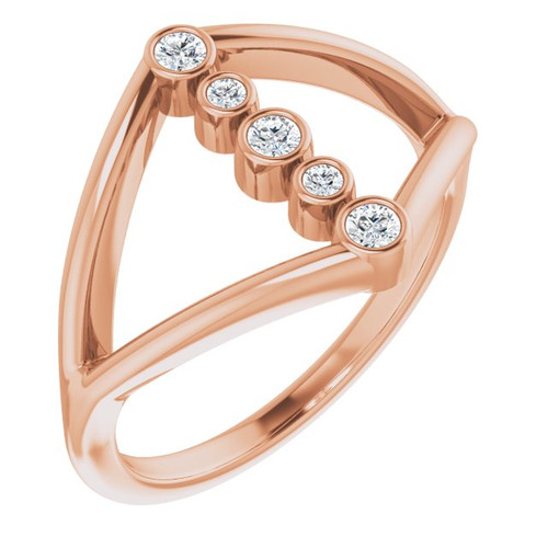 14K Rose 1/8 CTW Natural Diamond Geometric Ring
