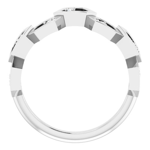 14K White .06 CTW Natural Diamond Honeycomb Ring