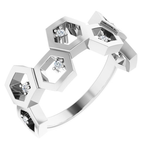 Sterling Silver .06 CTW Natural Diamond Honeycomb Ring