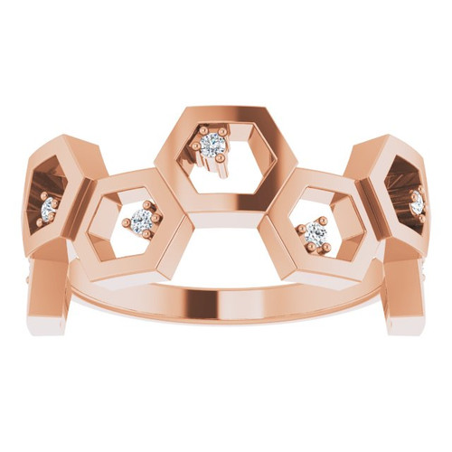 14K Rose .06 CTW Natural Diamond Honeycomb Ring