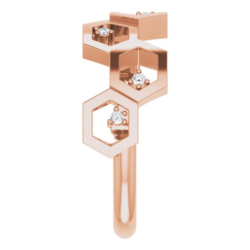 14K Rose .06 CTW Natural Diamond Honeycomb Ring