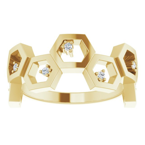 14K Yellow .06 CTW Natural Diamond Honeycomb Ring