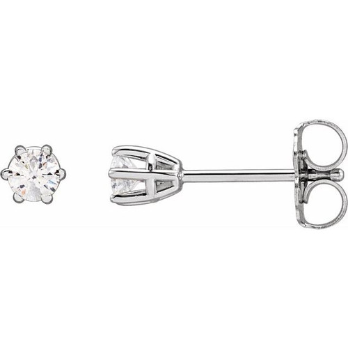 14K White 1/5 CTW Natural Diamond Stud Earrings.