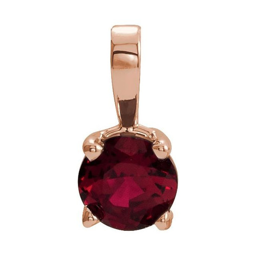 14K Rose 4 mm Lab-Grown Ruby Pendant