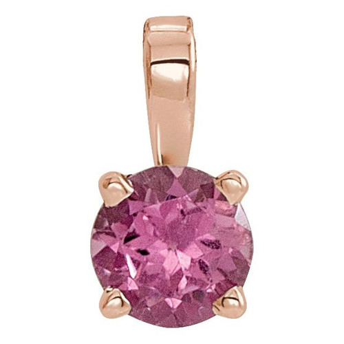 14K Rose 5 mm Natural Pink Tourmaline Pendant