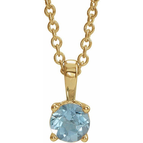 14K Yellow 4 mm Natural Aquamarine 16-18" Necklace