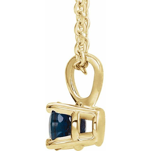 14K Yellow 4 mm Lab-Grown Blue Sapphire 16-18" Necklace
