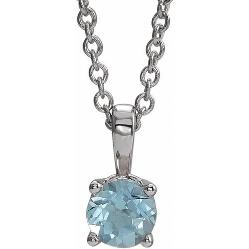 Platinum 5 mm Natural Aquamarine 16-18" Necklace