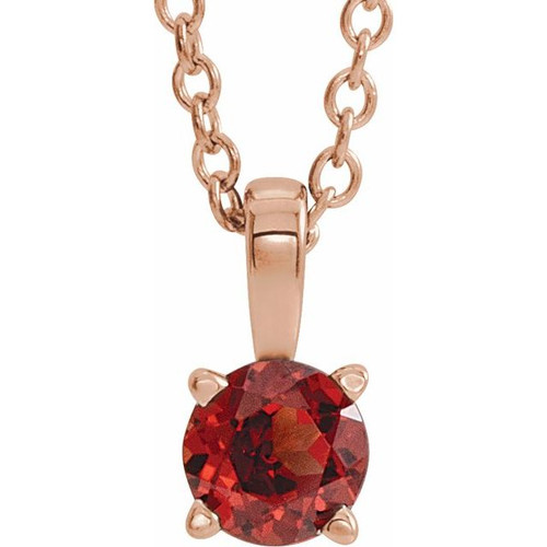 14K Rose 6 mm Natural Mozambique Garnet 16-18" Necklace