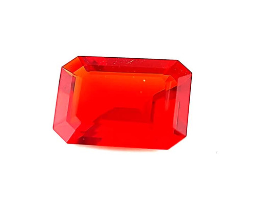 3.87ct Orange Opal Emerald Cut Gem - Opulent Dark Reddish Orange - $3420 USD