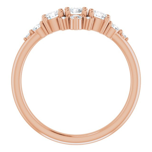 14K Rose 1/2 CTW Natural Diamond Three-Stone Band 